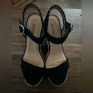 Women’s Black Brand new without tags JustFab wedges